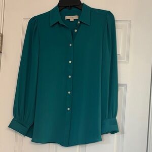 LOFT Women's Button Down Teal Shirt